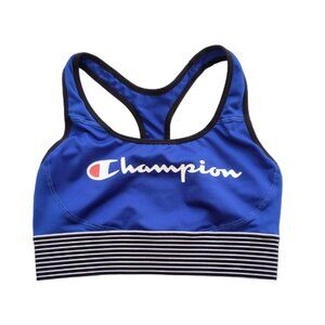CHAMPION The Absolute Workout Longline Sports Bra M Royal Blue Spellout
